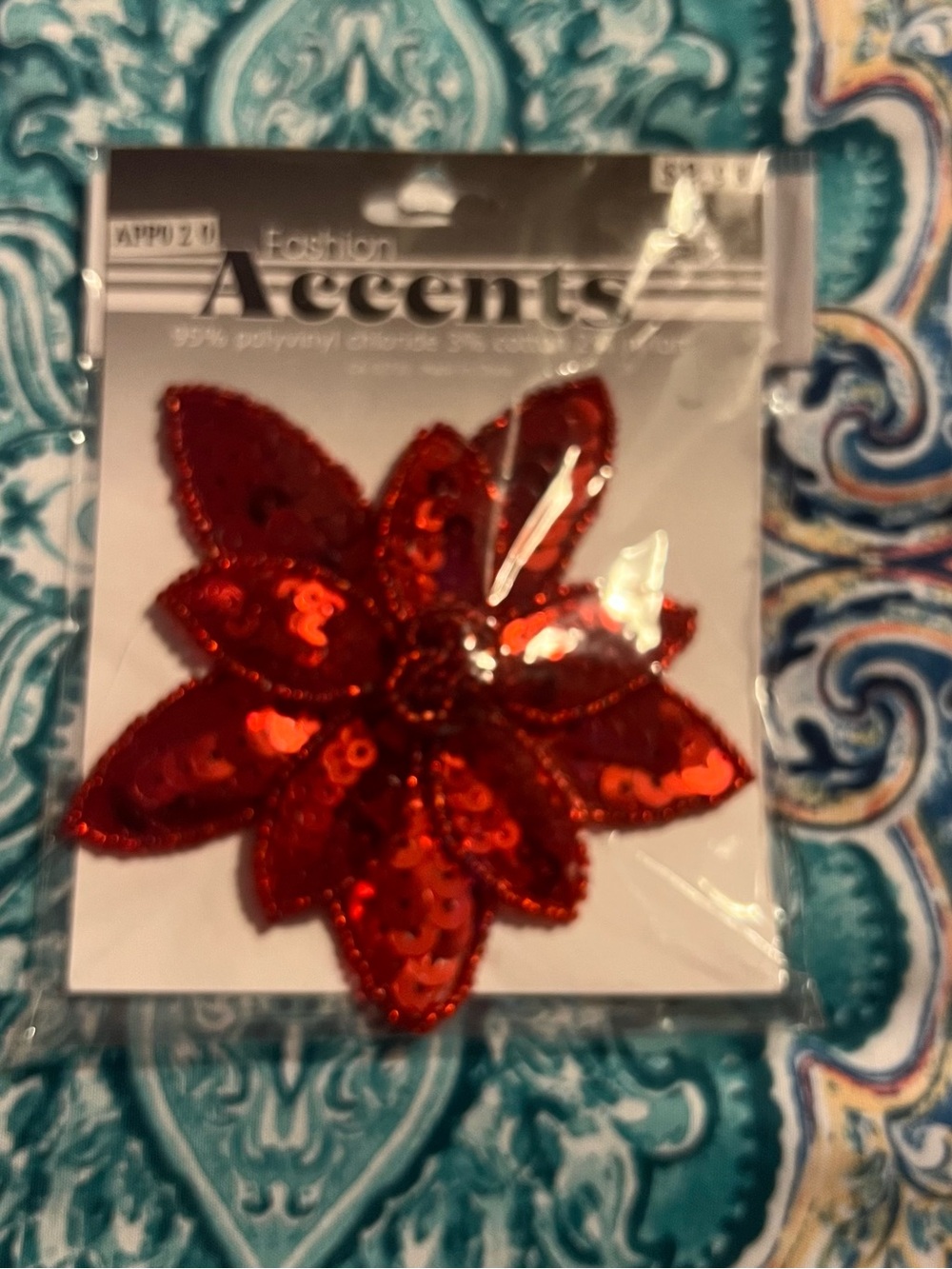 Fashion Accents Red Sequin Flower Accent Vintage